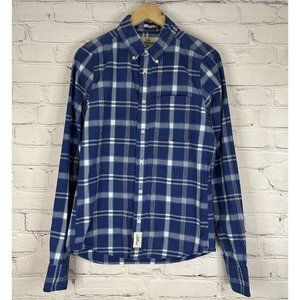 Abercrombie & Fitch Mens Medium M Muscle Fit Button Up Long Sleeve Blue Plaid